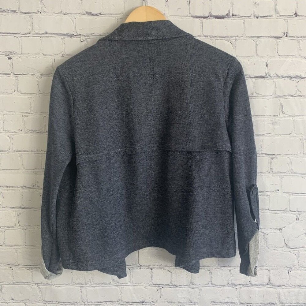Anthropologie Dolan Chambray Open Cardigan Size Medium Jacket Blue Roll - Picture 7 of 10